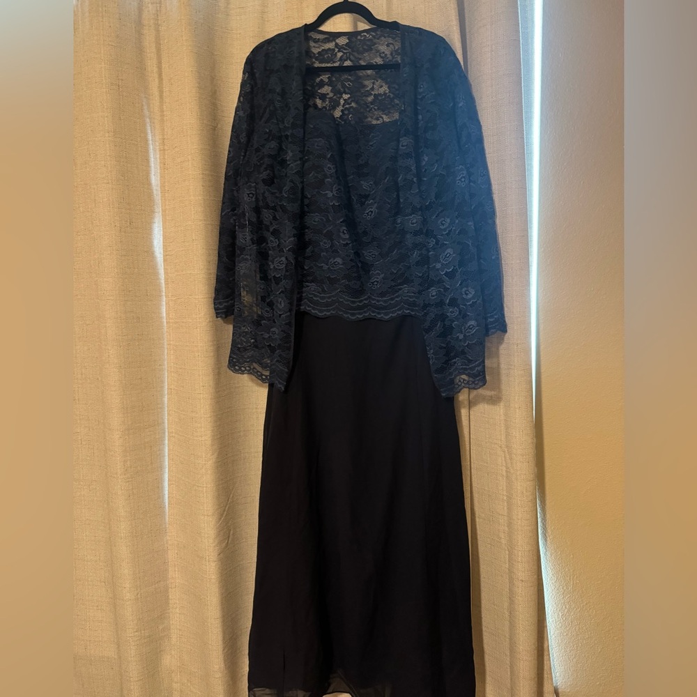 Elegant Lace Overlay Dress with Jacket